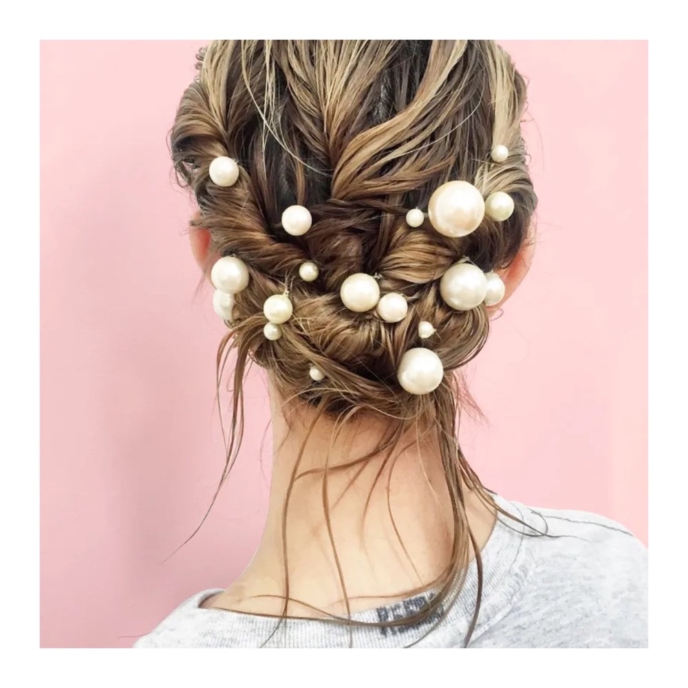 Jen Atkin Pearl Bun pin trio. Set of 3 copper pearl hair pins.